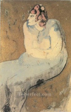 パブロ・ピカソ Painting - 座る女性 1901年 パブロ・ピカソ